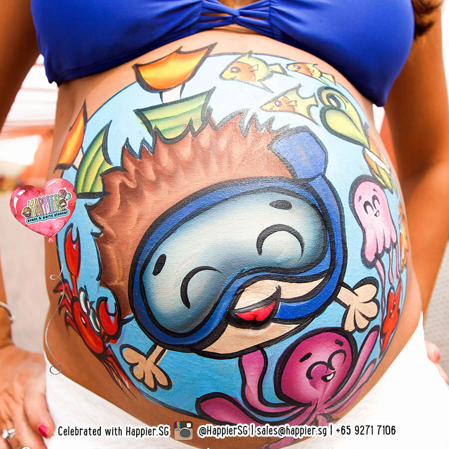 Belly Painting Maternity Photo Shoot Happier Singapore