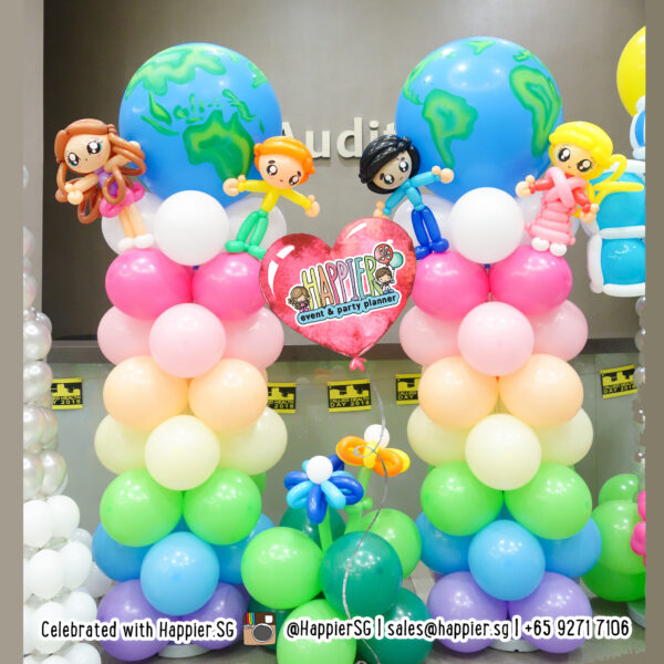 Pastel Rainbow Balloon Column Decoration