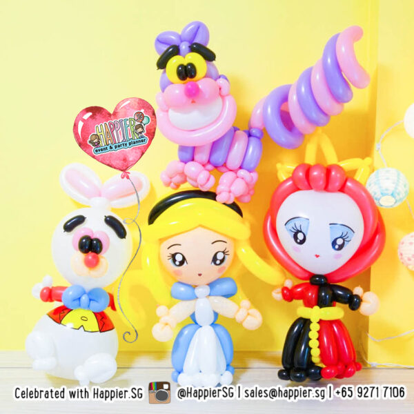 Alice-in-wonderland-Cheshire-cat-queen-of-hearts-balloon-sculpture-decoration