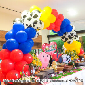 Farm animal cow print balloon arch